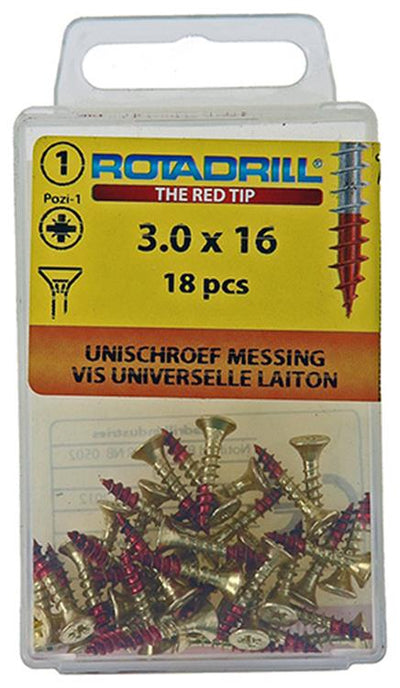Rotadrill 1039886 - vis universelle laiton vk pzd 3.0x16mm (18) | 6 pièces