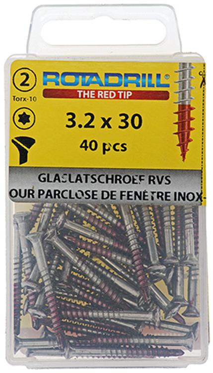 Rotadrill 1039915 - vis à parclose lk torx inox-410 3,2x30mm (40) | 6 pièces