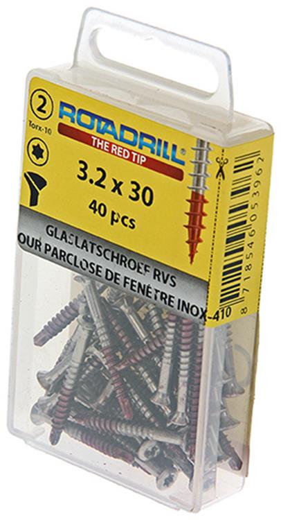 Rotadrill 1039915 - vis à parclose lk torx inox-410 3,2x30mm (40) | 6 pièces