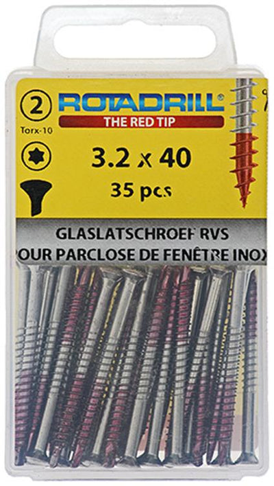 Rotadrill 1039916 - vis à parclose lk torx inox-410 3,2x40mm (35) | 6 pièces