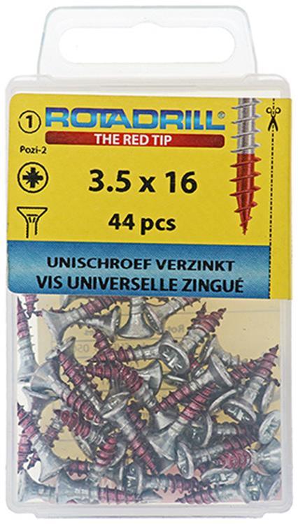 Rotadrill 1039772 - vis universelle vk pzd vz 3,5x16mm (44) | 6 pièces