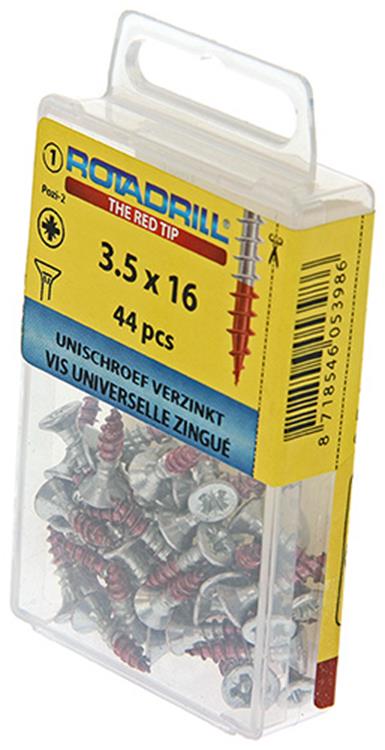 Rotadrill 1039772 - vis universelle vk pzd vz 3,5x16mm (44) | 6 pièces