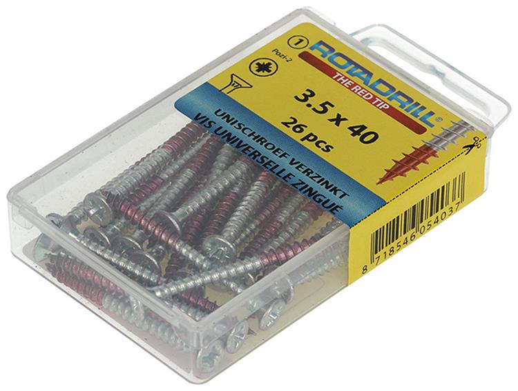 Rotadrill 1039773 - vis universelle vk pzd vz 3,5x40mm (26) | 6 pièces