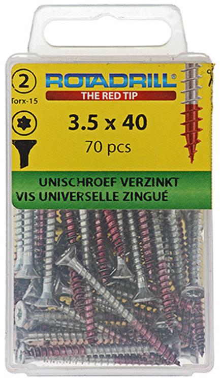 Rotadrill 1039931 - vis universelle vktx vz 3,5x40mm (70) | 6 pièces