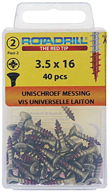Rotadrill 1039880 - vis universelle laiton lk pzd 3,5x16mm (40) | 6 pièces