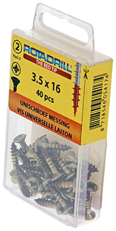 Rotadrill 1039880 - vis universelle laiton lk pzd 3,5x16mm (40) | 6 pièces