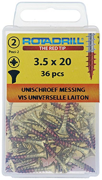 Rotadrill 1039881 - vis universelle laiton lk pzd 3,5x20mm (36) | 6 pièces