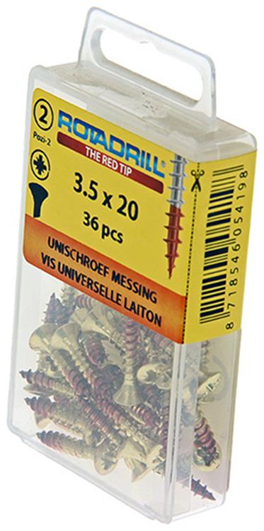 Rotadrill 1039881 - vis universelle laiton lk pzd 3,5x20mm (36) | 6 pièces