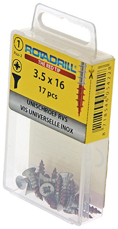 Rotadrill 1039852 - vis universelle vk pzd inox-a2 3,5x16mm (17) | 6 pièces