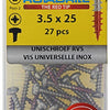 Rotadrill 1039877 - vis universelle ck pzd inox-a2 3,5x25mm (27) | 6 pièces