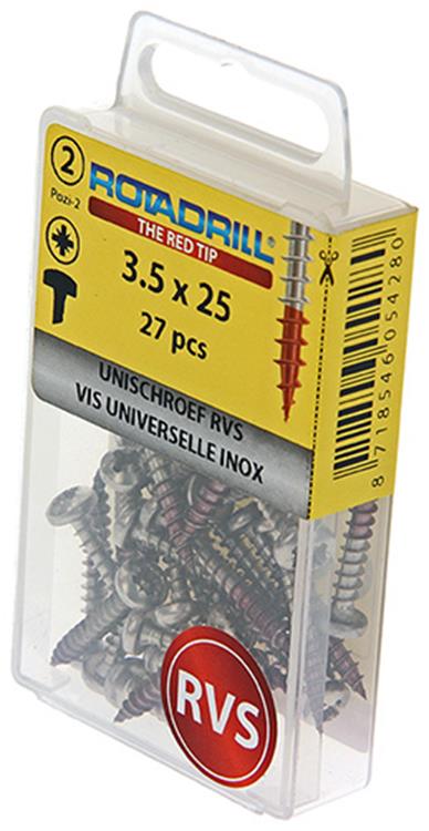 Rotadrill 1039877 - vis universelle ck pzd inox-a2 3,5x25mm (27) | 6 pièces