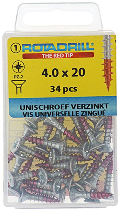 Rotadrill 1039775 - vis universelle vk pzd vz 4.0x20mm (34) | 6 pièces