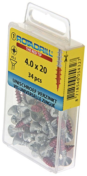 Rotadrill 1039775 - vis universelle vk pzd vz 4.0x20mm (34) | 6 pièces