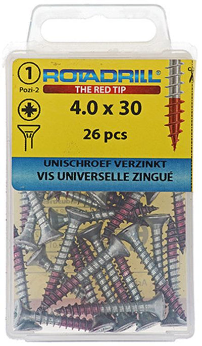 Rotadrill 1039777 - vis universelle vk pzd vz 4,0x30mm (26) | 6 pièces