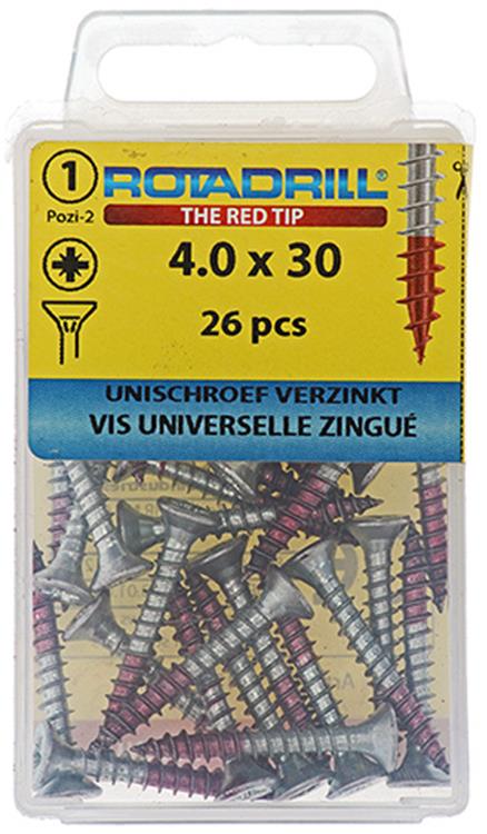 Rotadrill 1039777 - vis universelle vk pzd vz 4,0x30mm (26) | 6 pièces