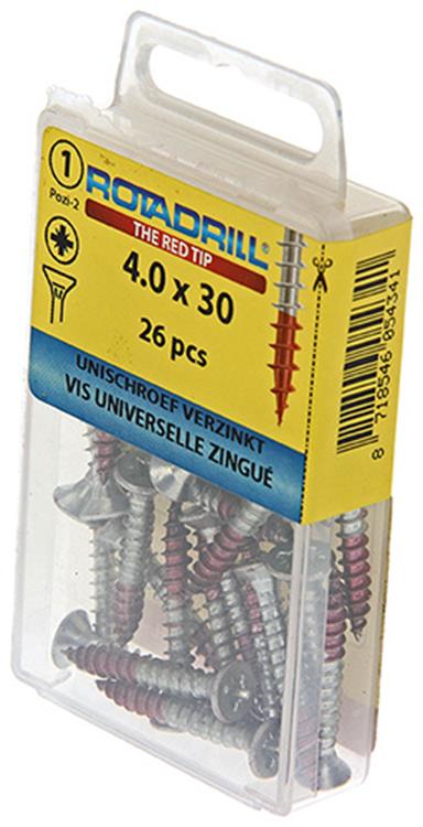 Rotadrill 1039777 - vis universelle vk pzd vz 4,0x30mm (26) | 6 pièces