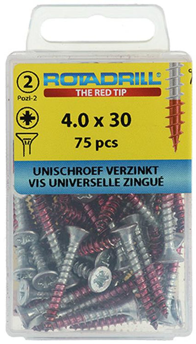 Rotadrill 1039800 - vis universelle vk pzd vz 4,0x30mm (75) | 6 pièces