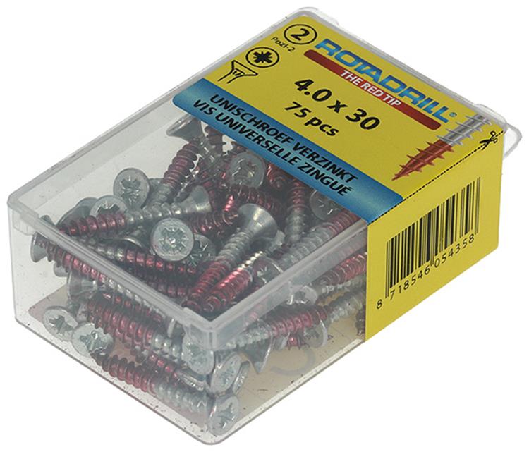 Rotadrill 1039800 - vis universelle vk pzd vz 4,0x30mm (75) | 6 pièces