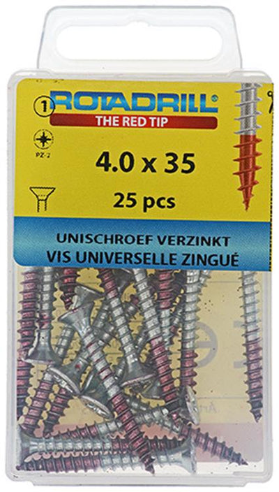 Rotadrill 1039778 - vis universelle vk pzd vz 4.0x35mm (25) | 6 pièces
