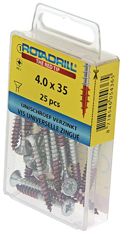Rotadrill 1039778 - vis universelle vk pzd vz 4.0x35mm (25) | 6 pièces