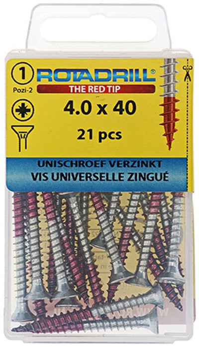 Rotadrill 1039779 - vis universelle vk pzd vz 4,0x40mm (21) | 6 pièces