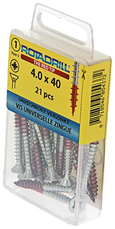 Rotadrill 1039779 - vis universelle vk pzd vz 4,0x40mm (21) | 6 pièces