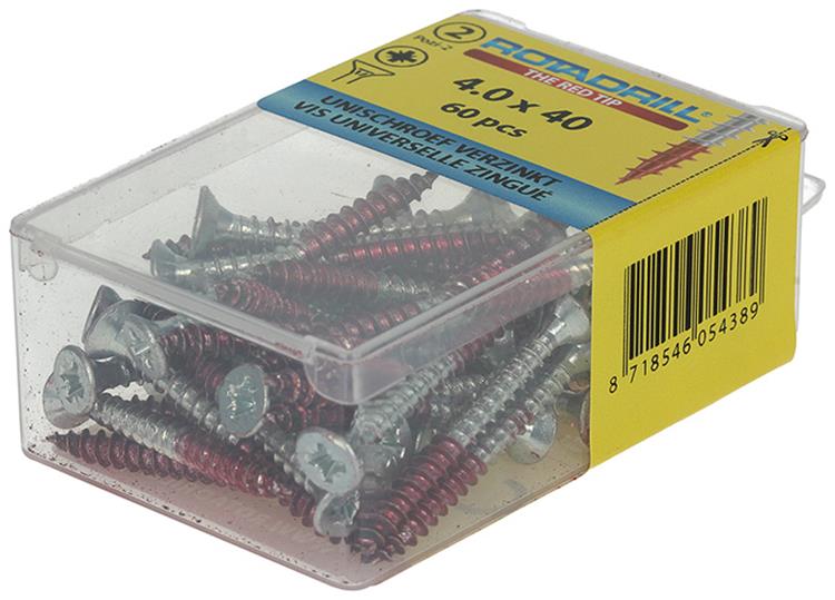 Rotadrill 1039801 - vis universelle vk pzd vz 4,0x40mm (60) | 6 pièces
