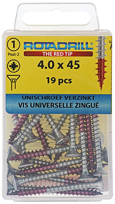 Rotadrill 1039780 - vis universelle vk pzd vz 4,0x45mm (19) | 6 pièces