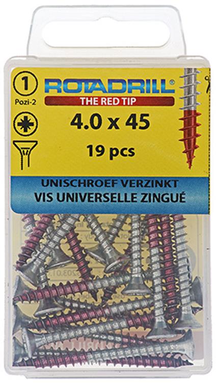 Rotadrill 1039780 - vis universelle vk pzd vz 4,0x45mm (19) | 6 pièces