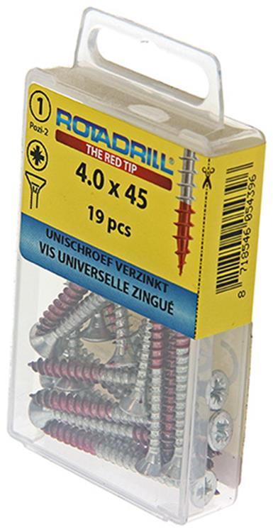 Rotadrill 1039780 - vis universelle vk pzd vz 4,0x45mm (19) | 6 pièces
