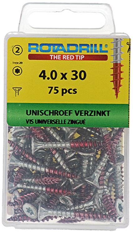 Rotadrill 1039935 - vis universelle vktx vz 4,0x30mm (75) | 6 pièces