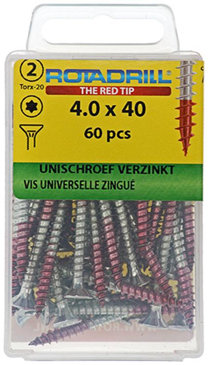 Rotadrill 1039937 - vis universelle vktx vz 4,0x40mm (60) | 6 pièces