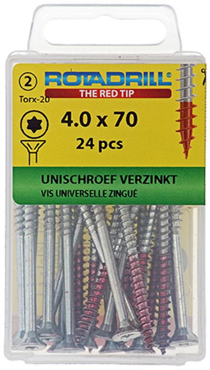 Rotadrill 1039941 - vis universelle vktx vz 4,0x70mm (24) | 6 pièces