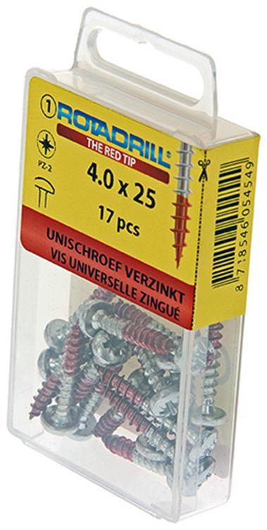 Rotadrill 1039844 - vis universelle ck pzd vz 4.0x25mm (17) | 6 pièces