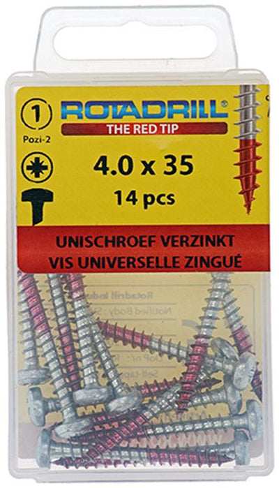 Rotadrill 1039845 - vis universelle ck pzd vz 4.0x35mm (14) | 6 pièces
