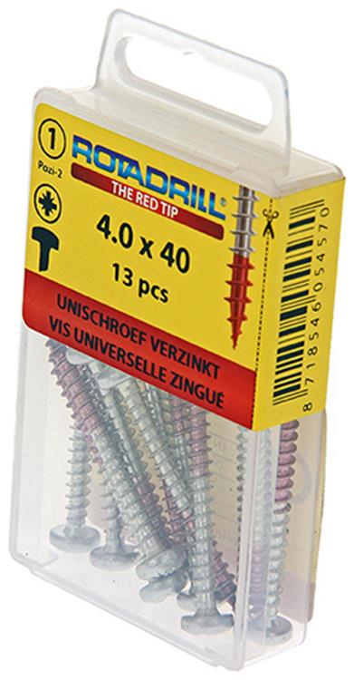 Rotadrill 1039846 - vis universelle ck pzd vz 4.0x40mm (13) | 6 pièces