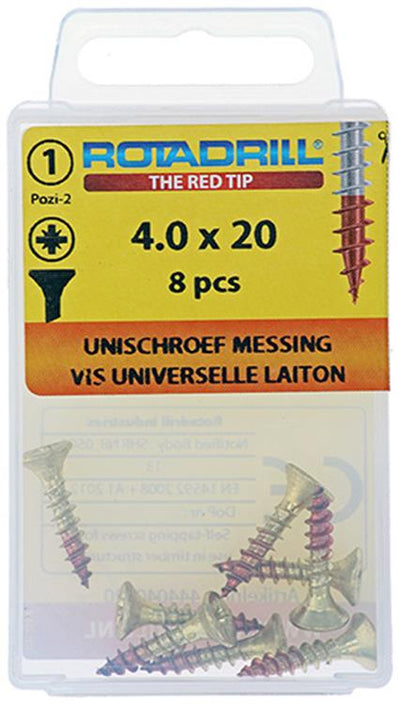 Rotadrill 1039888 - vis universelle laiton vk pzd 4,0x20mm (8) | 6 pièces