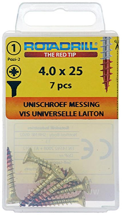 Rotadrill 1039889 - vis universelle laiton vk pzd 4,0x25mm (7) | 6 pièces