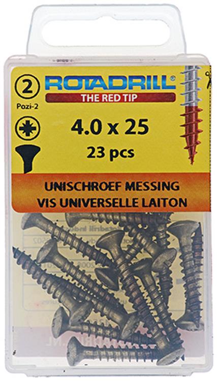 Rotadrill 1039883 - vis universelle laiton lk pzd 4,0x25mm (23) | 6 pièces