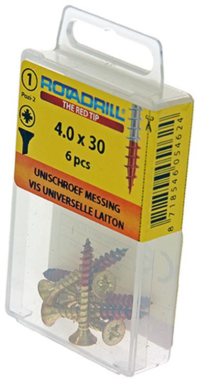 Rotadrill 1039890 - vis universelle laiton vk pzd 4.0x30mm (6) | 6 pièces