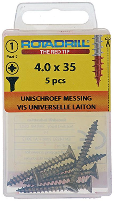 Rotadrill 1039891 - vis universelle laiton vk pzd 4.0x35mm (5) | 6 pièces