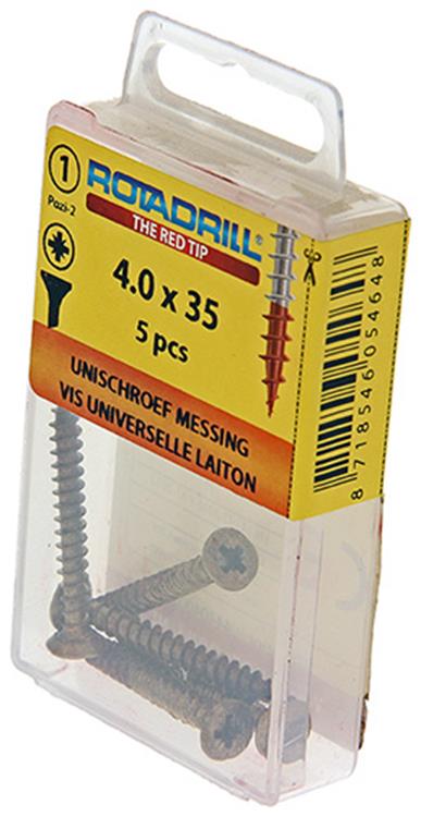 Rotadrill 1039891 - vis universelle laiton vk pzd 4.0x35mm (5) | 6 pièces