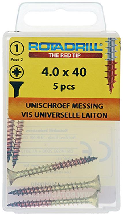 Rotadrill 1039892 - vis universelle laiton vk pzd 4.0x40mm (5) | 6 pièces