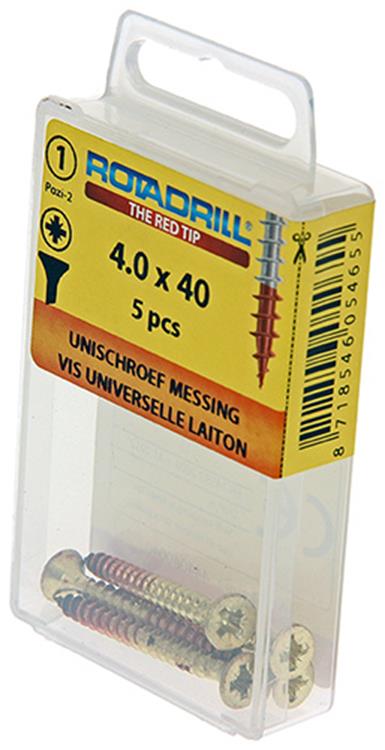 Rotadrill 1039892 - vis universelle laiton vk pzd 4.0x40mm (5) | 6 pièces