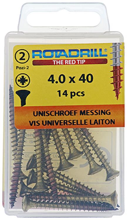 Rotadrill 1039885 - vis universelle laiton lk pzd 4,0x40mm (14) | 6 pièces