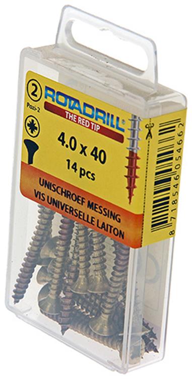Rotadrill 1039885 - vis universelle laiton lk pzd 4,0x40mm (14) | 6 pièces