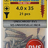 Rotadrill 1039865 - vis universelle vk pzd inox-a2 4.0x35mm (21) | 6 pièces