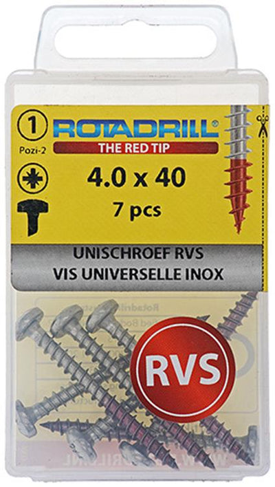 Rotadrill 1039894 - vis universelle ck pzd inox 4.0x40mm (7) | 6 pièces
