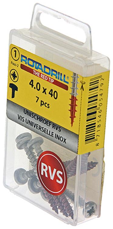 Rotadrill 1039894 - vis universelle ck pzd inox 4.0x40mm (7) | 6 pièces
