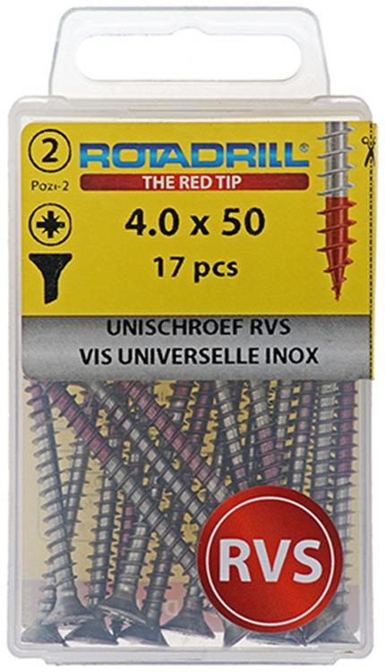 Rotadrill 1039867 - vis universelle vk pzd inox 4,0x50mm (17) | 6 pièces